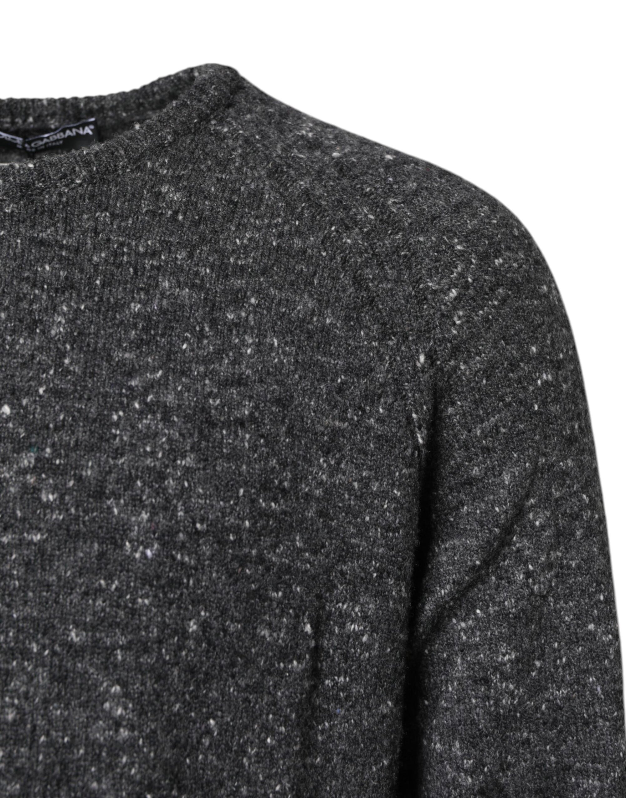Dolce & Gabbana Gray Wool Knitted Round Neck Pullover Sweater