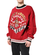 Dolce & Gabbana Red Sequin Knit Pullover Sweatshirt Sweater