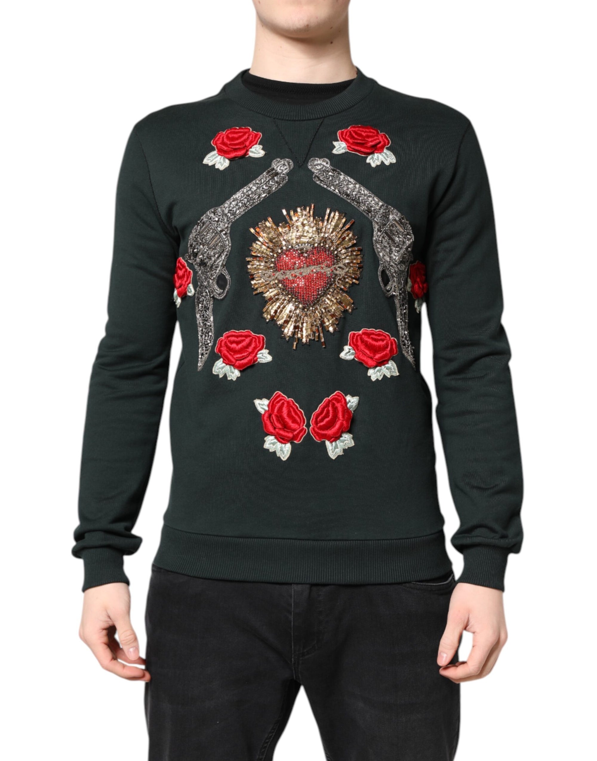 Dolce & Gabbana Black Sequined Embellished Pullover Sweater