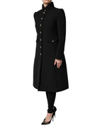 Dolce & Gabbana Black Wool Single Breasted Trench Coat Jacket