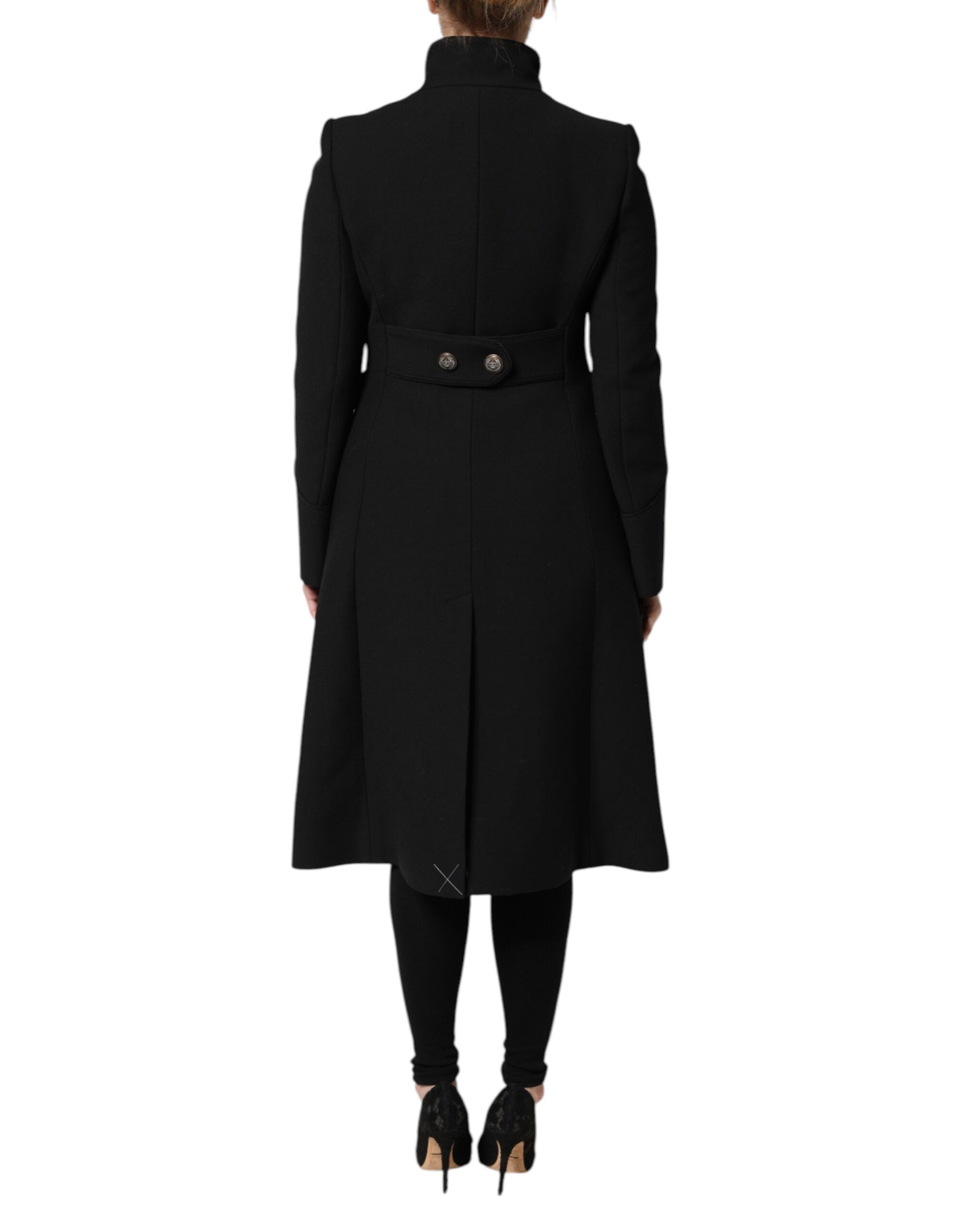 Dolce & Gabbana Black Wool Single Breasted Trench Coat Jacket