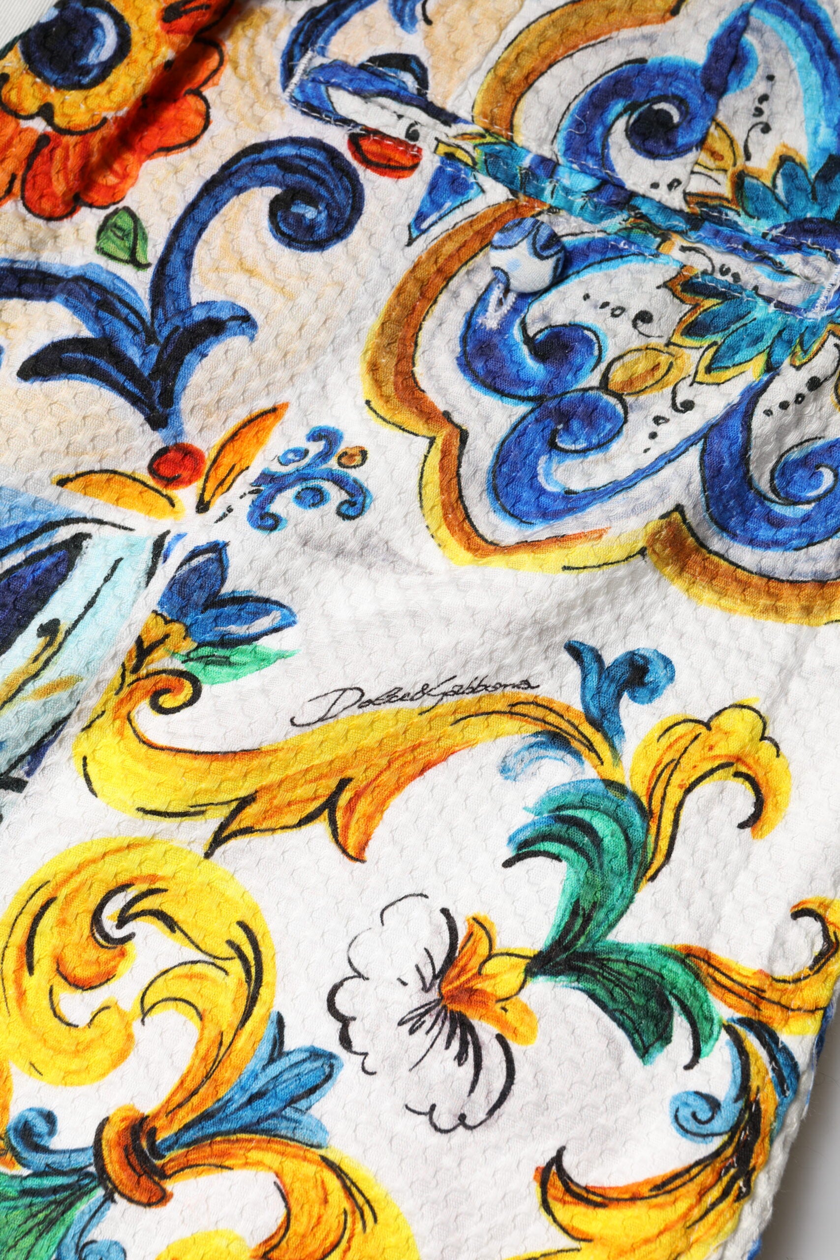 Dolce & Gabbana Multicolor Majolica Print High Waist Shorts