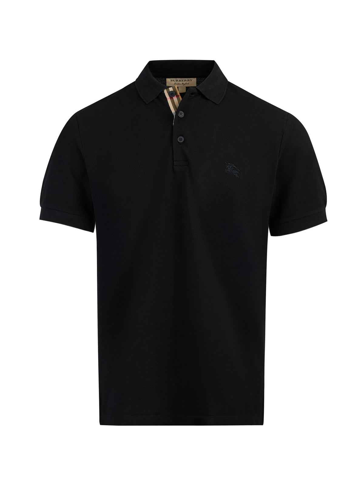 Burberry Black Cotton Collared Polo Shirt