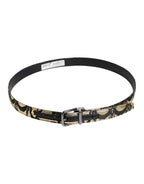 Dolce & Gabbana Multicolor Jacquard Leather Metal Buckle Belt