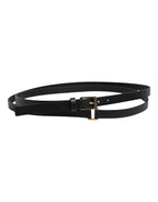 Dolce & Gabbana Black Classic Gold Metal Logo Buckle Belt