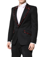 Dolce & Gabbana Black SICILIA CrystalEmbellished Coat Blazer