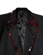Dolce & Gabbana Black SICILIA CrystalEmbellished Coat Blazer