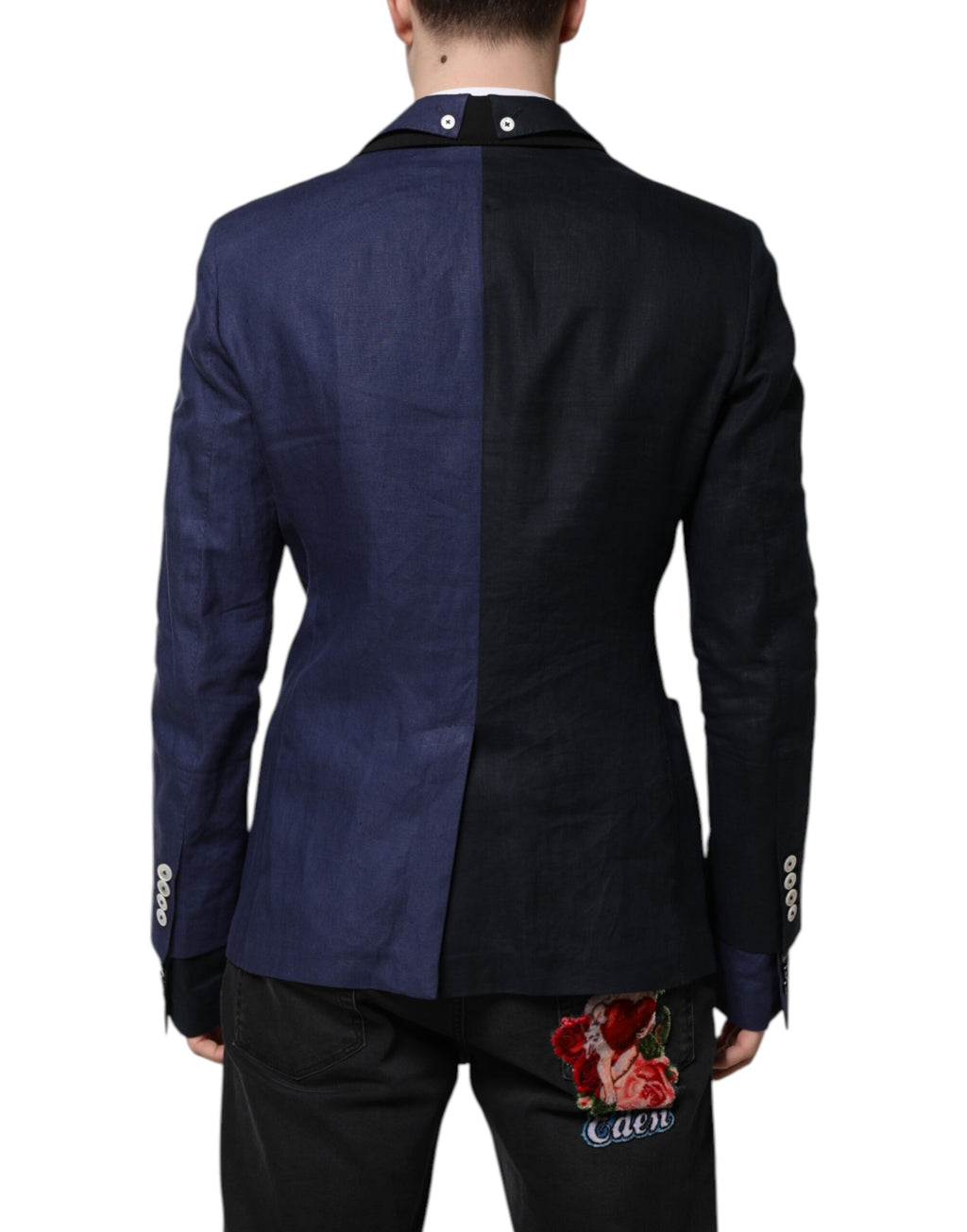 Dolce & Gabbana Navy Blue Double Breasted Suit Coat Blazer