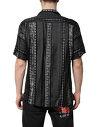 Dolce & Gabbana Black Silk Floral Print Short Sleeves Shirt