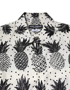 Dolce & Gabbana White Pineapple Print Long Sleeve GOLD Shirt
