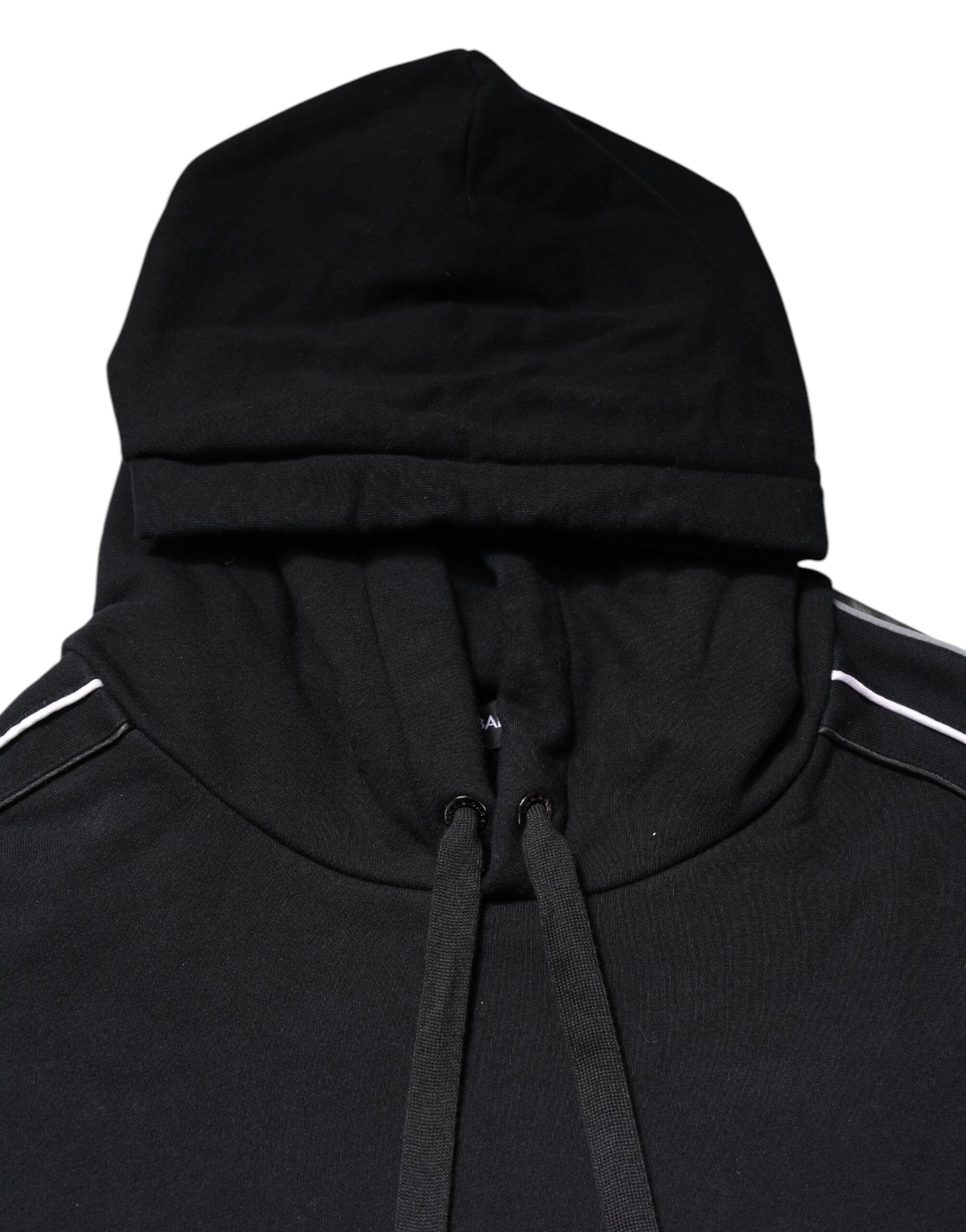 Dolce & Gabbana Black Cotton Logo Hooded Sweatshirt Sweater
