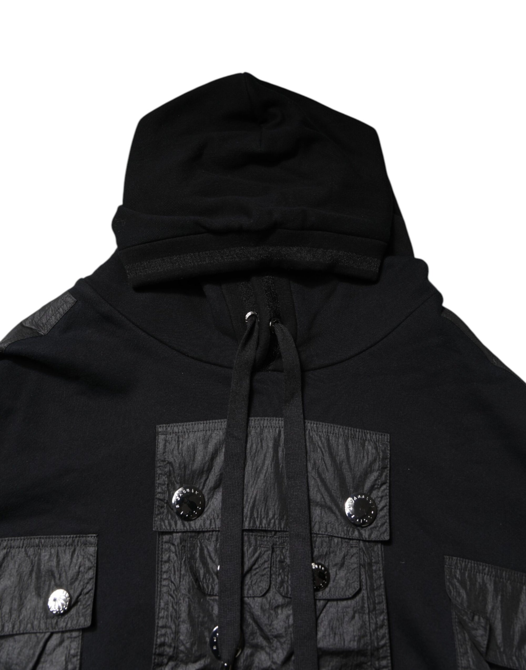 Dolce & Gabbana Black Cotton Hooded Sweatshirt Sweater