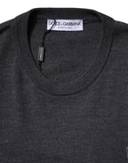 Dolce & Gabbana Gray Wool Logo Knitted Men Pullover Sweater