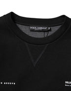 Dolce & Gabbana Black Cotton Logo Knitted Pullover Sweater