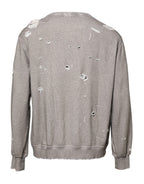 Dolce & Gabbana Gray Logo Print Crew Neck Pullover Sweater
