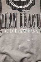 Dolce & Gabbana Gray Logo Print Crew Neck Pullover Sweater