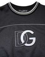 Dolce & Gabbana Black Logo Polyester Crew Neck Men Pullover Sweater