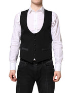 Dolce & Gabbana Black Wool Waistcoat Dress Formal Vest