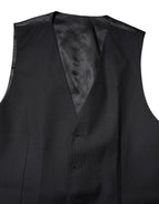 Dolce & Gabbana Black Wool Waistcoat Dress Formal Vest