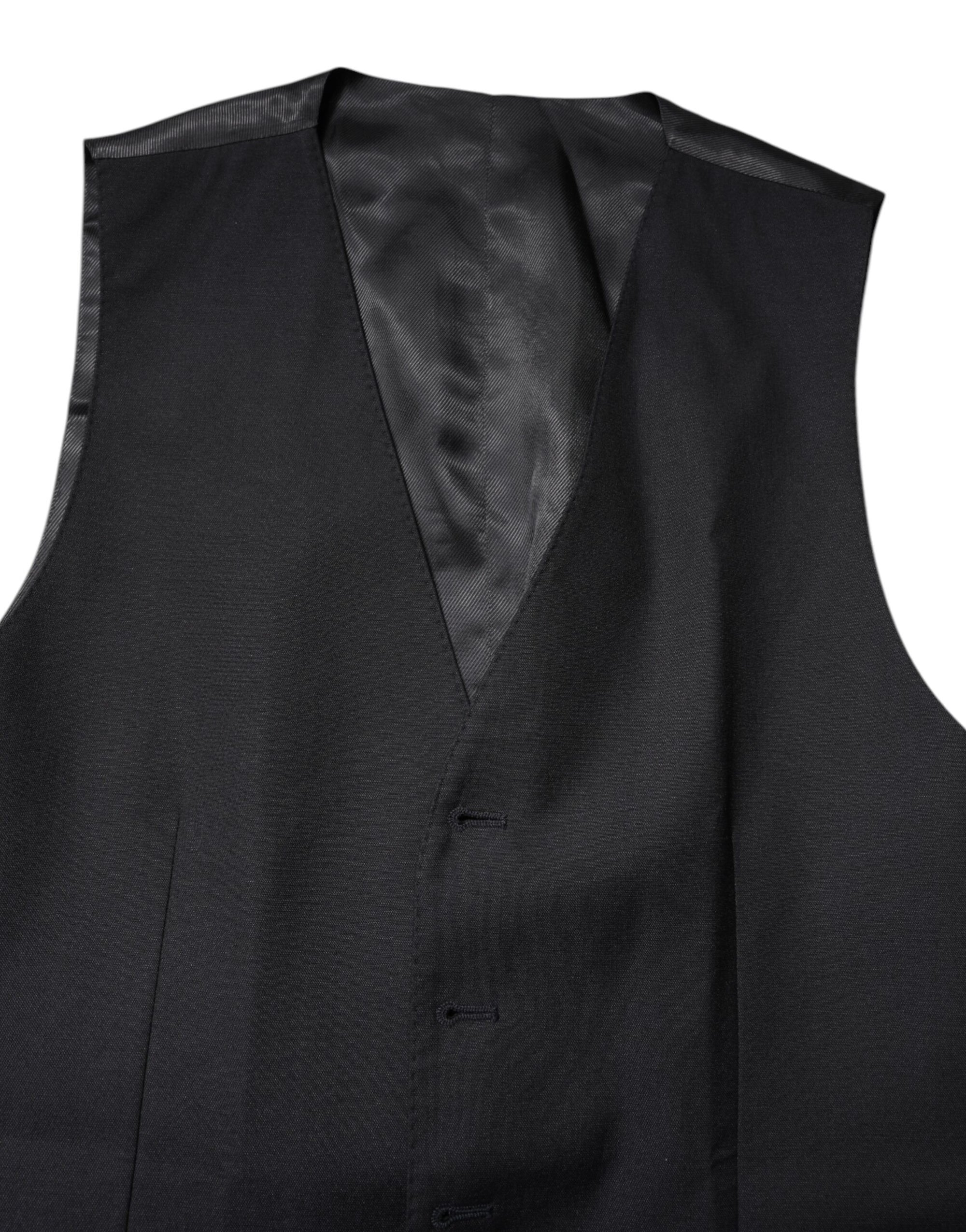 Dolce & Gabbana Black Wool Waistcoat Dress Formal Vest