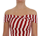 Dolce & Gabbana Red White Silk Stretch Dress