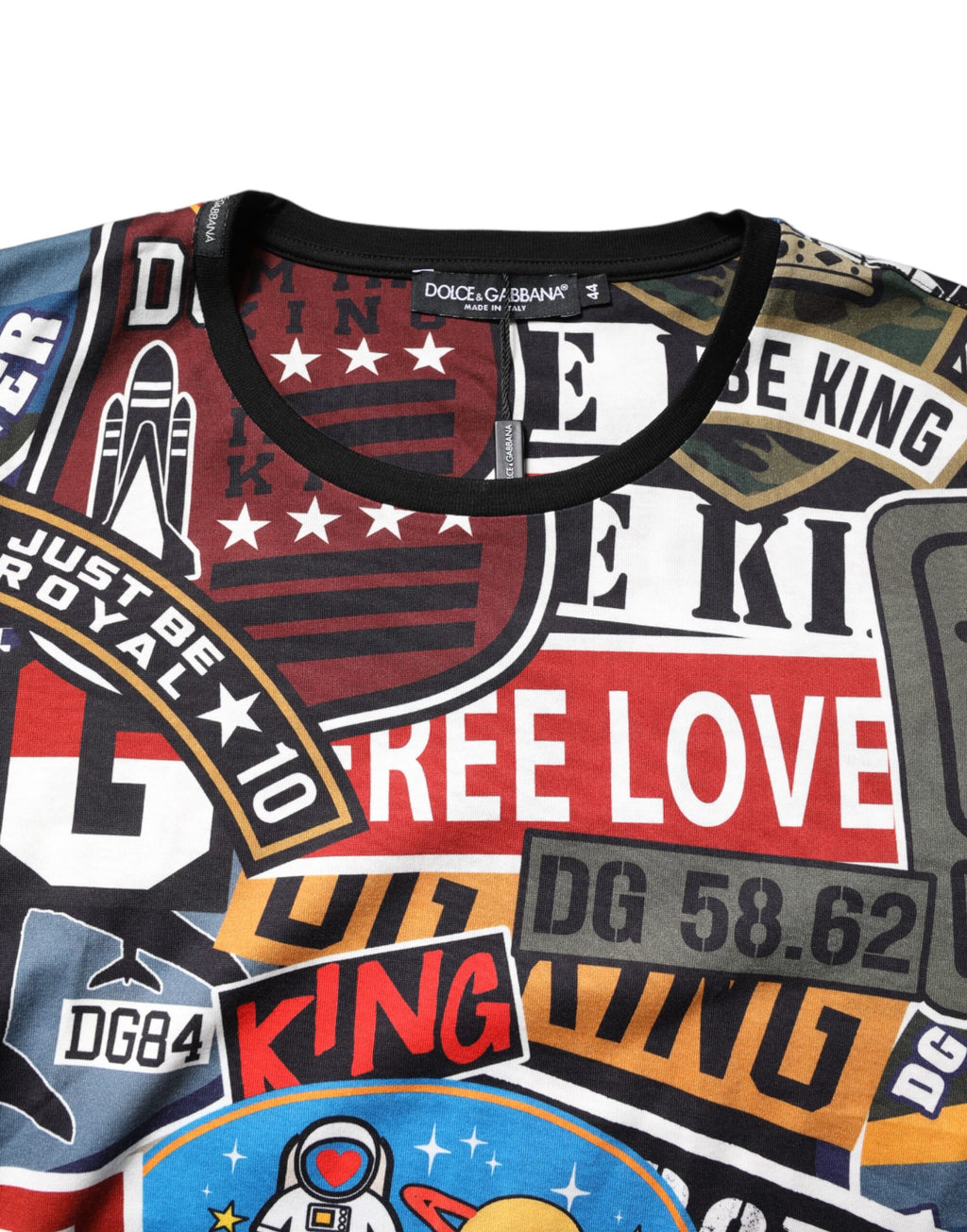 Dolce & Gabbana Multicolor Patchwork Cotton Crew Neck T-shirt