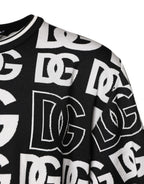 Dolce & Gabbana Black White Silk Knit DG Print T-shirt