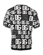 Dolce & Gabbana Black White Silk Knit DG Print T-shirt