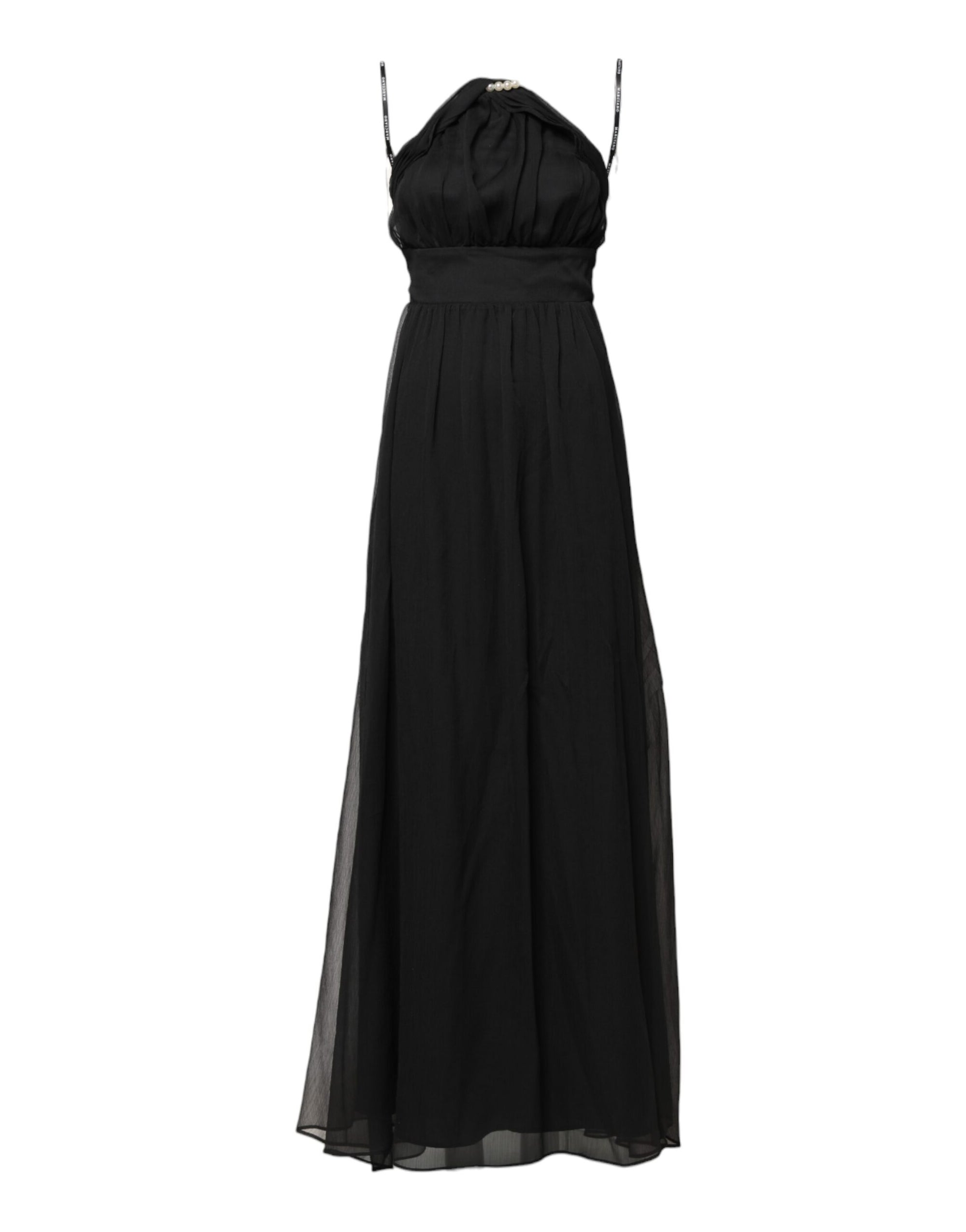 Marciano by Guess Black Tulle Pearl Sleeveless Long Gown Dress