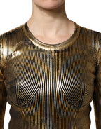 Dolce & Gabbana Gold Round Neck Long Sleeve Pullover Top