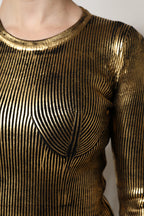 Dolce & Gabbana Gold Round Neck Long Sleeve Pullover Top