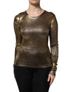 Dolce & Gabbana Gold Round Neck Long Sleeve Pullover Top