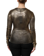 Dolce & Gabbana Gold Round Neck Long Sleeve Pullover Top