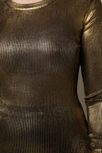 Dolce & Gabbana Gold Round Neck Long Sleeve Pullover Top