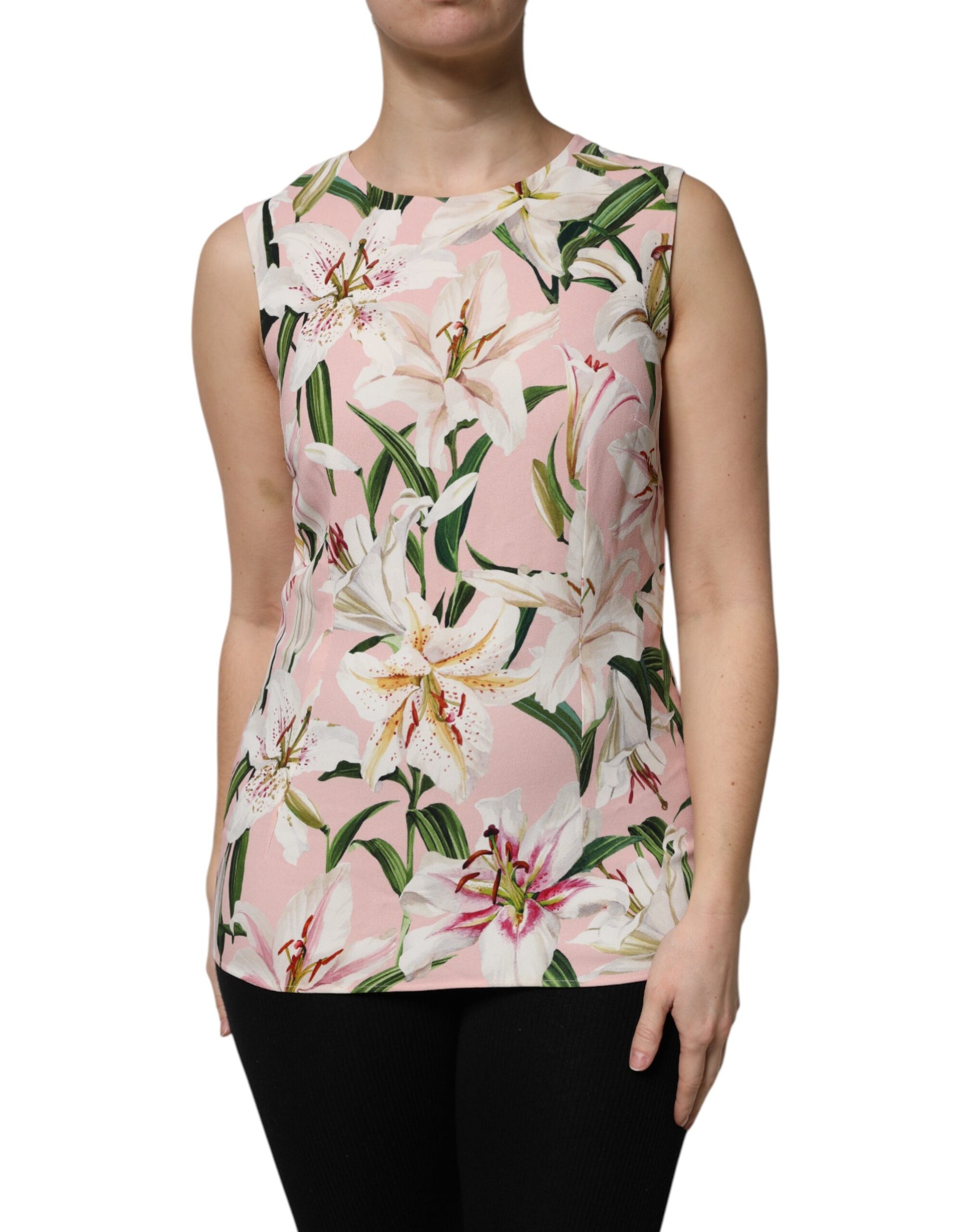 Dolce & Gabbana Multicolor Floral Print Round Neck Tank Top