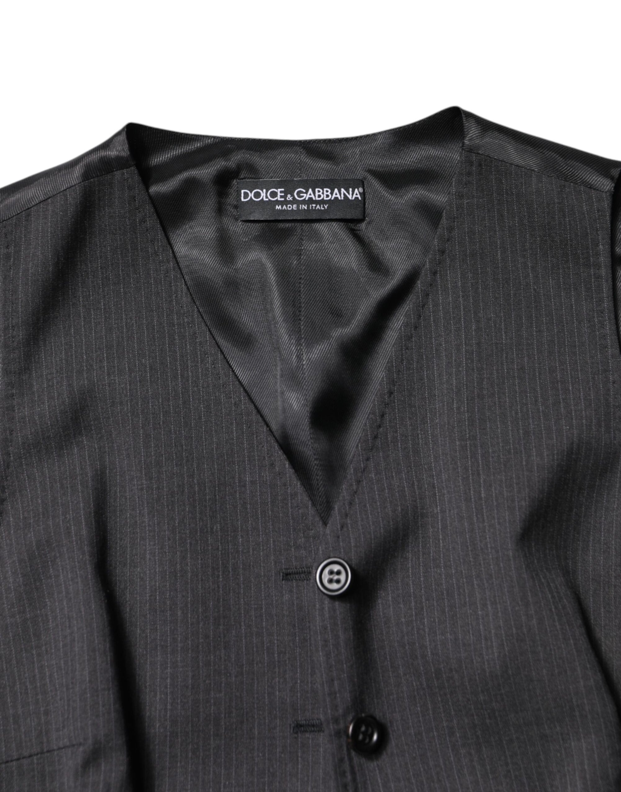 Dolce & Gabbana Black Striped Button Down Sleeveless Vest Top