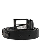 Dolce & Gabbana Black Luxury Leather DG Studs Buckle Belt