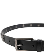 Dolce & Gabbana Black Luxury Leather DG Studs Buckle Belt