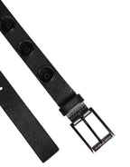 Dolce & Gabbana Black Luxury Leather DG Studs Buckle Belt