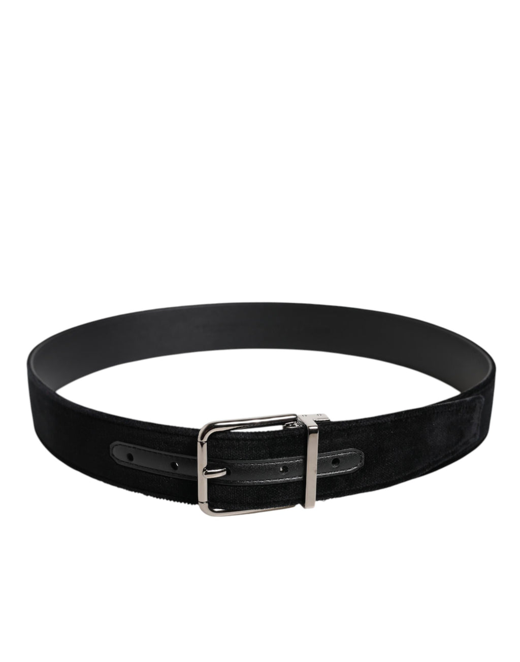 Dolce & Gabbana Black Cotton Silver Metal Buckle Belt