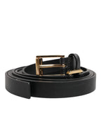 Dolce & Gabbana Black Double Strap Leather Gold Buckle Belt
