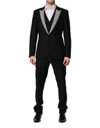 Dolce & Gabbana Black MARTINI Crystal Embellished 3 Pc Suit