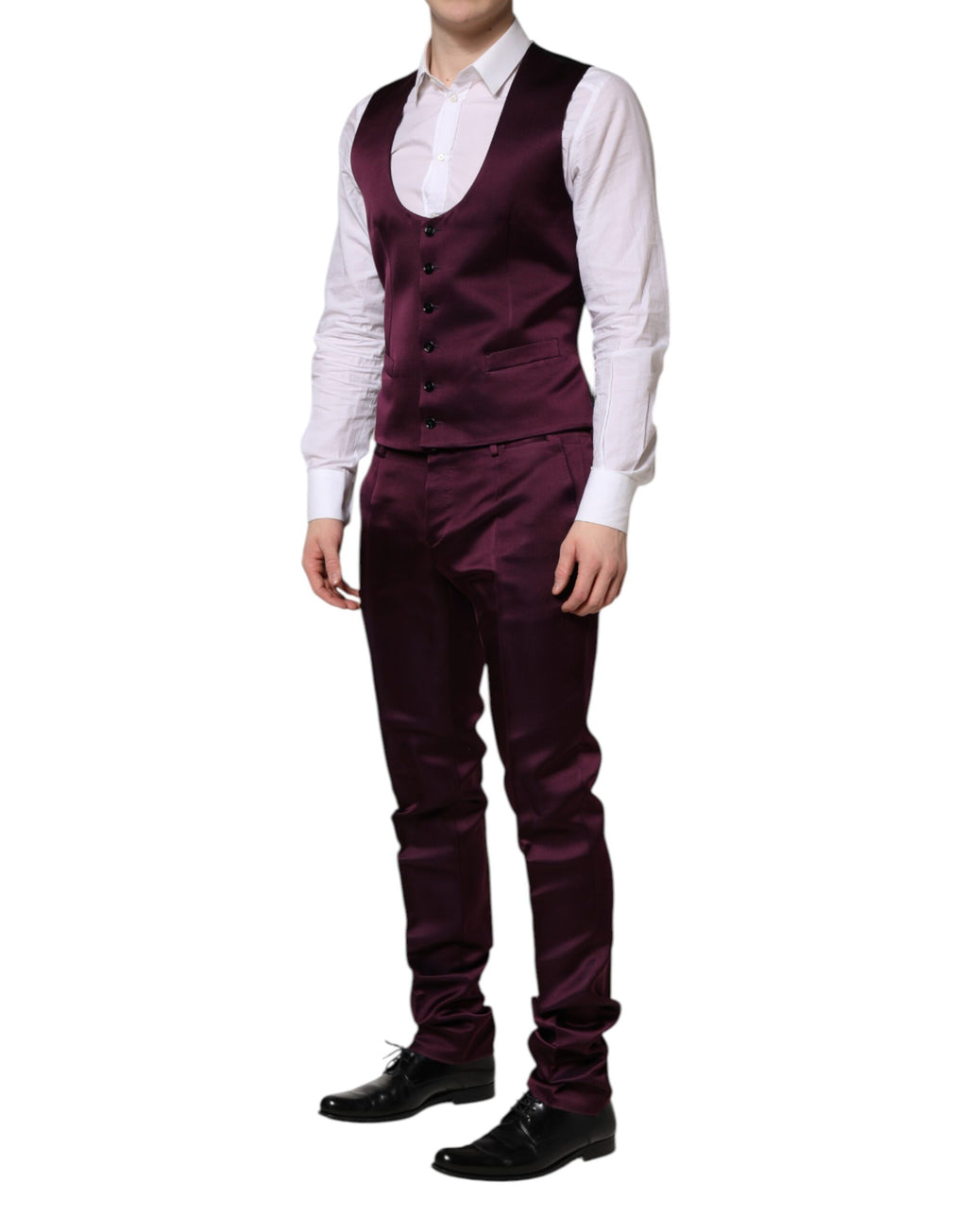 Dolce & Gabbana Dark Purple Silk 3Piece Single Breasted Suit