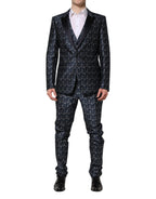 Dolce & Gabbana Blue MARTINI Star Jacquard 3 Piece Suit