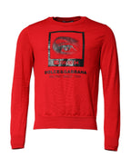 Dolce & Gabbana Red Eye Print Crew Neck Men Pullover Sweater