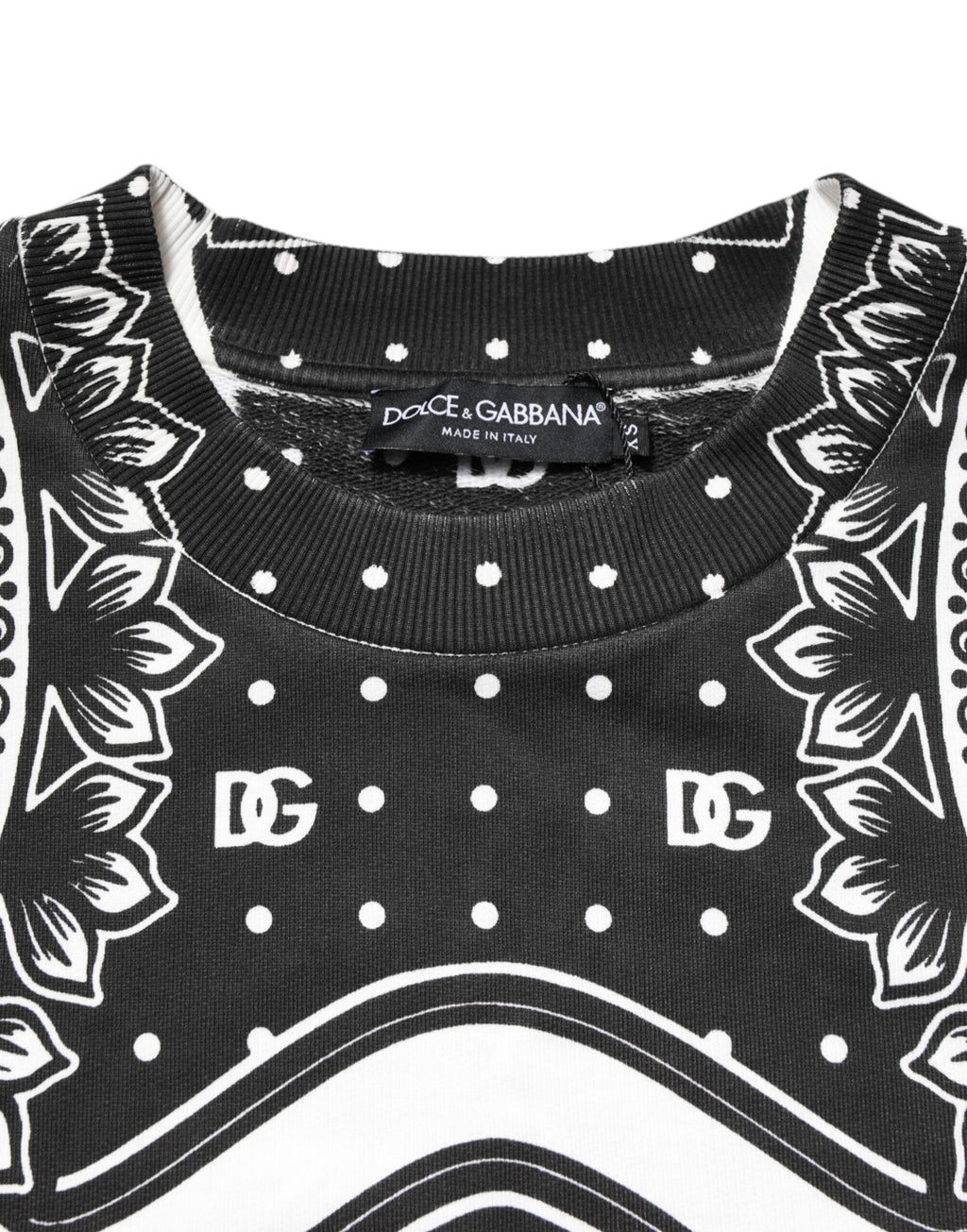 Dolce & Gabbana Black White Bandana Cotton Men Sweatshirt Sweater