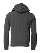 Dolce & Gabbana Gray Logo Patch Hooded Sweatshirt Sweater