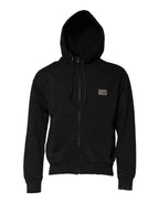Dolce & Gabbana Black Logo Full Zip Hooded Men Sweatshirt Sweater