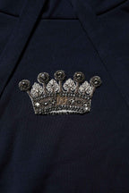 Dolce & Gabbana Black Crown Cotton Hooded Sweatshirt Sweater