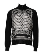 Dolce & Gabbana Black White Bandana Print Full Zip Sweater